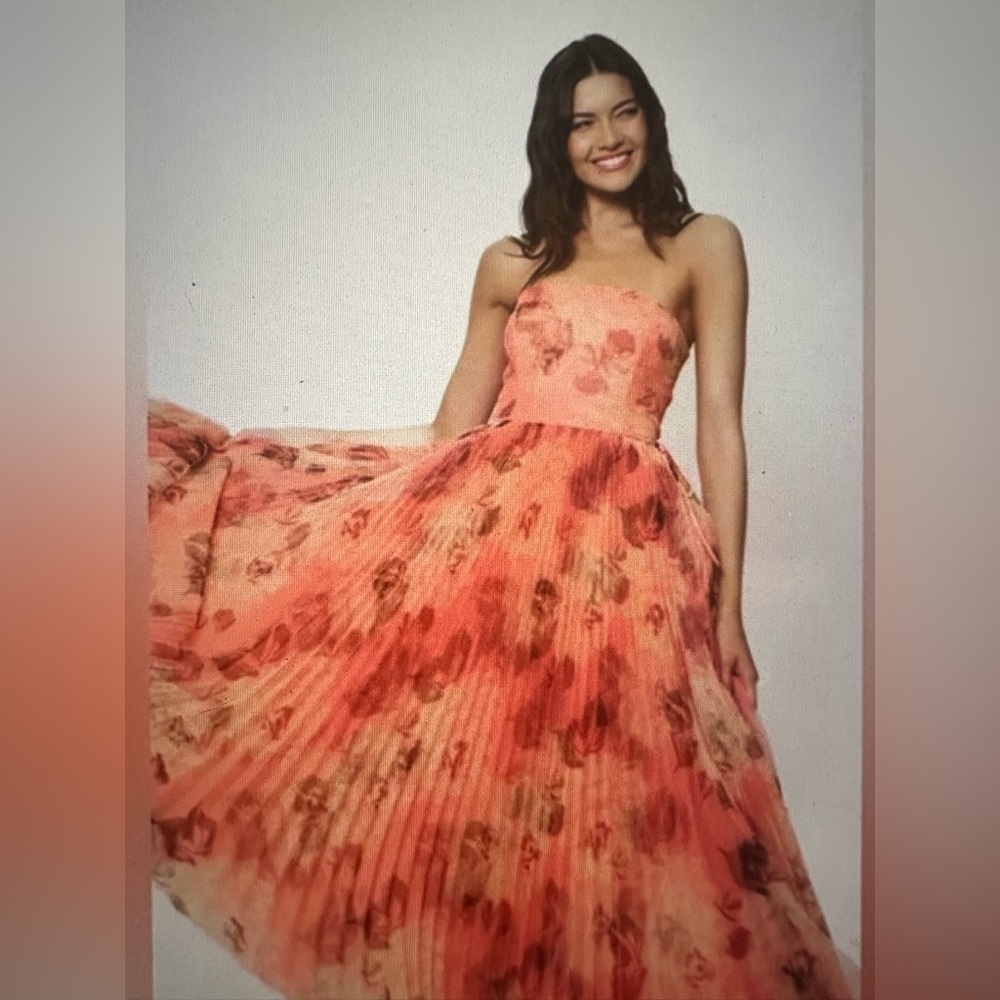 Hutch Costella Floral Tulle Strapless Dress